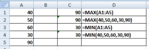 MAX and MIN Formula