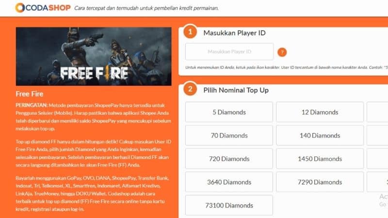 Free Fire Me Diamond Top up - Codashop